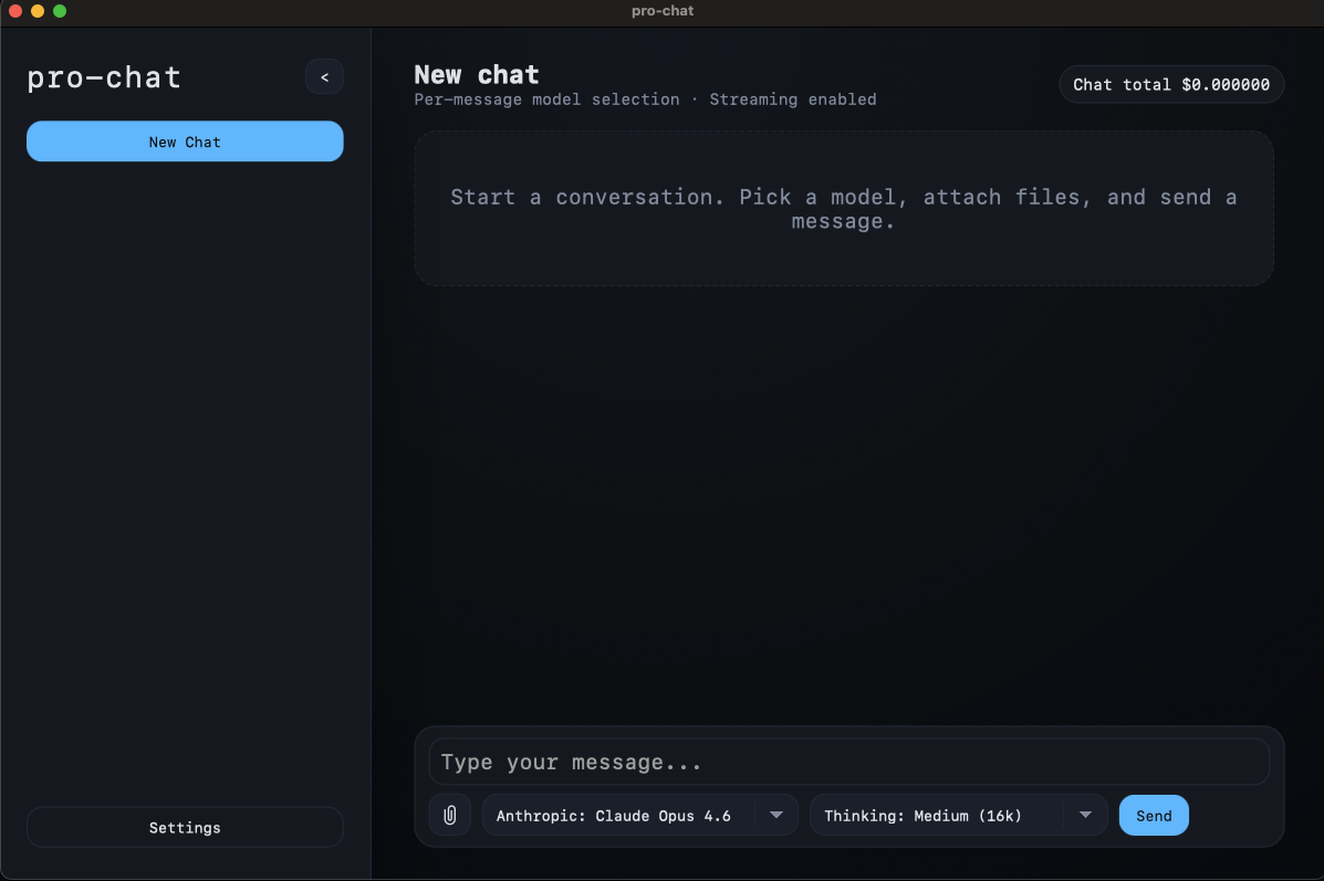 UI screenshot of pro-chat app